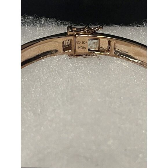 Rose Toned Diamond Eternity Bracelet Sterling Silver 14kt Rose Gold Overlay - Picture 10 of 13